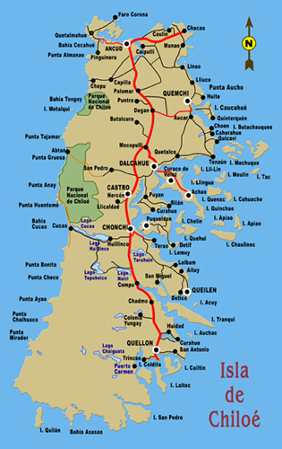 mapa chiloe acabañas don hugo ancud